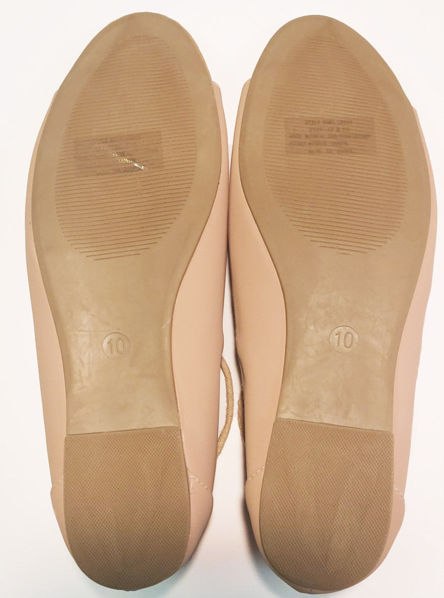 LALA Nude Lace-up Flats