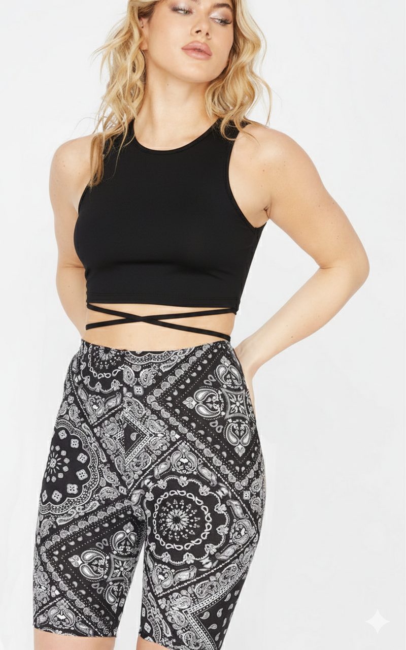 AKIRA Bandana Print Biker Shorts