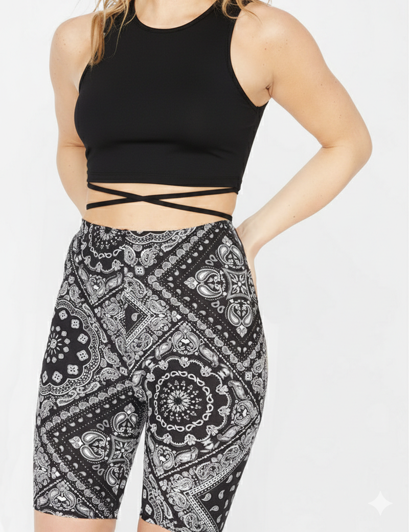 AKIRA Bandana Print Biker Shorts
