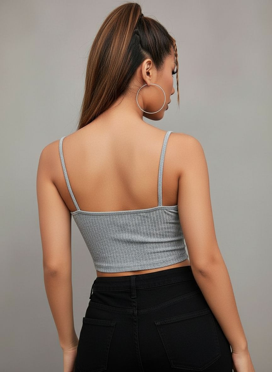 BEY Ribbed Gray Crop Tank