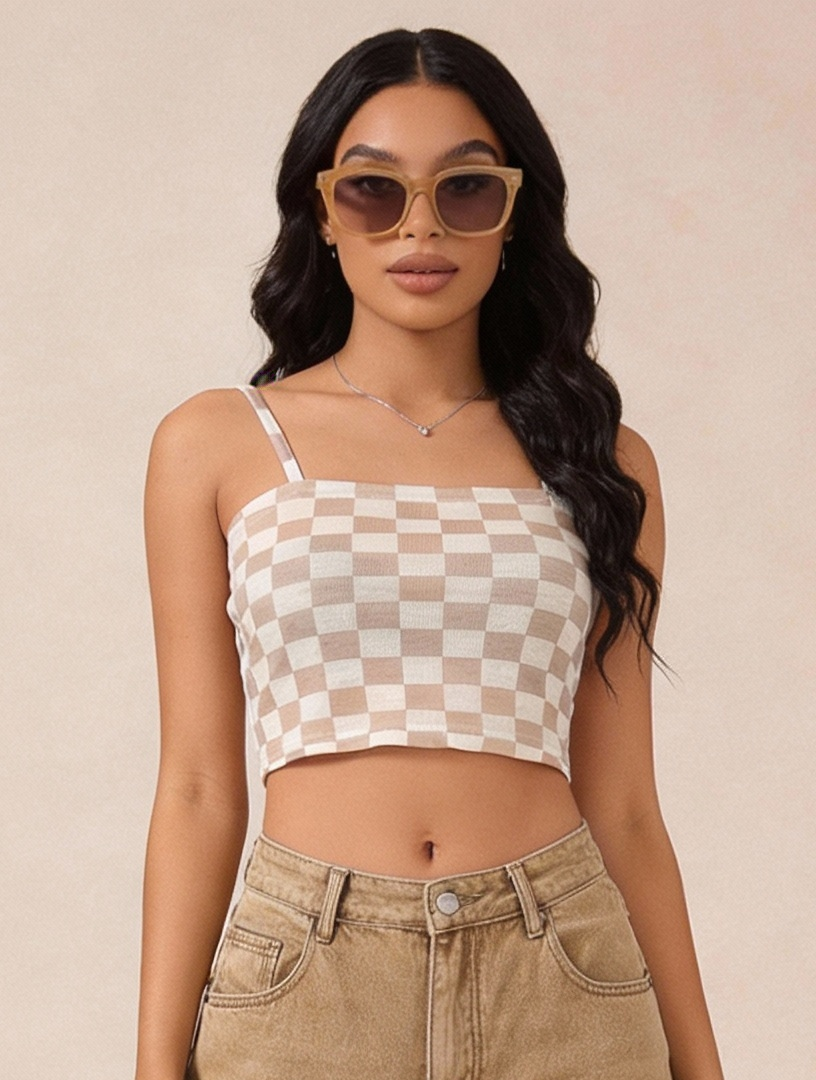 CARA Checkered Crop Top