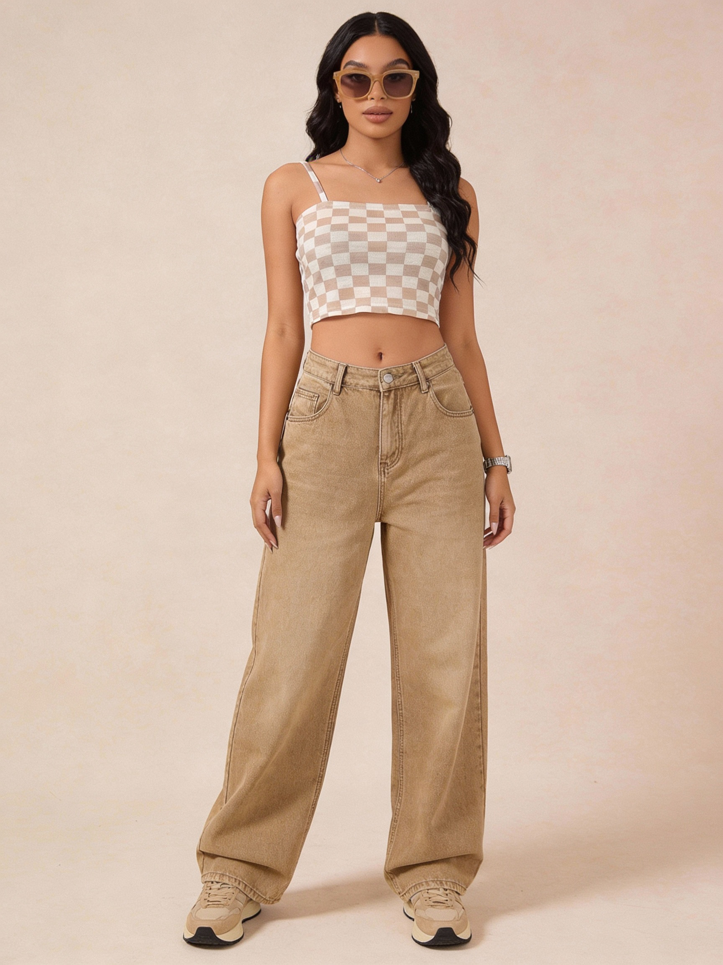 CARA Checkered Crop Top