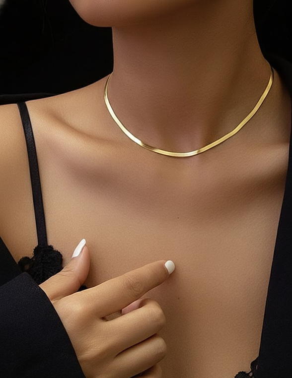 Gold Herringbone Necklace