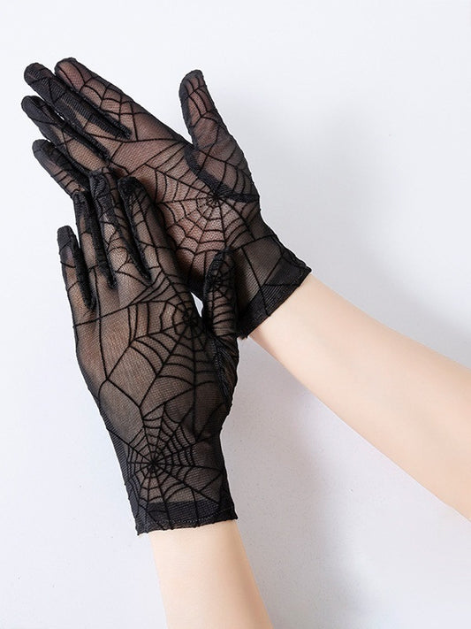 HALLOWEEN Lace Spiderweb Gloves