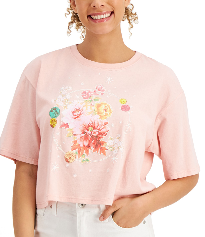 CLAIR Pink Floral Graphic Tee