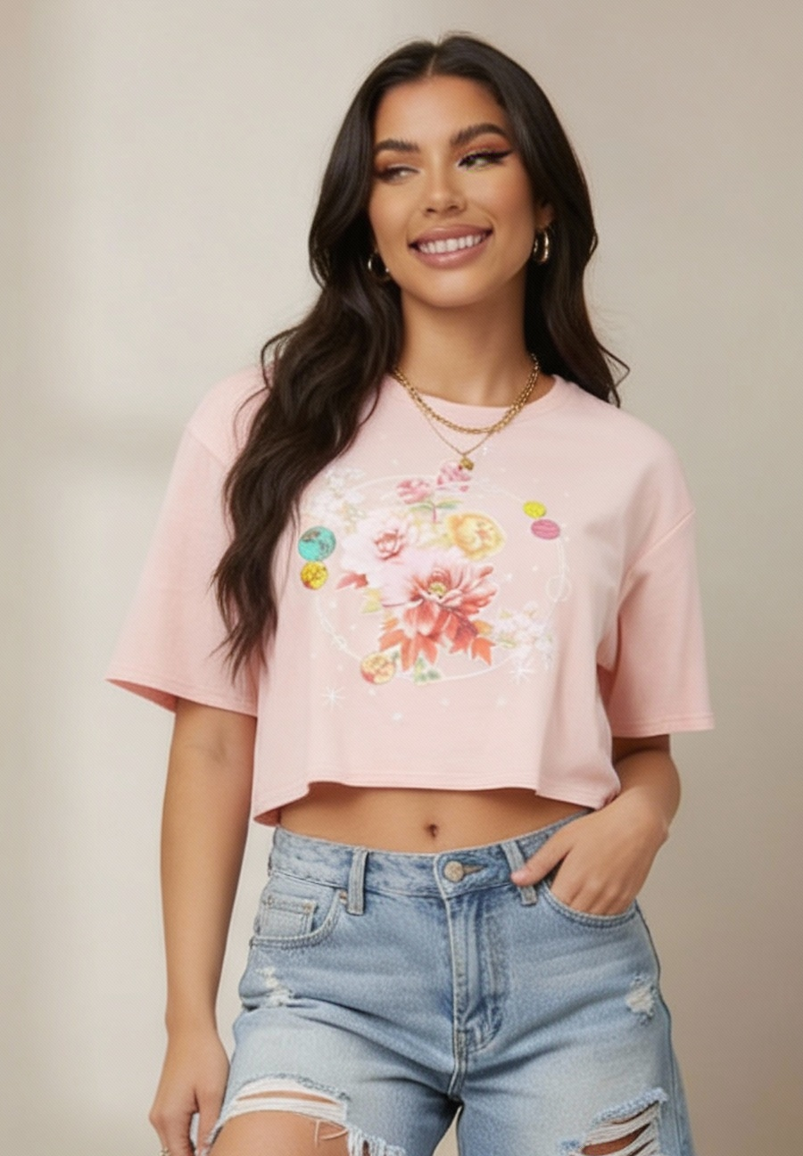 CLAIR Pink Floral Graphic Tee