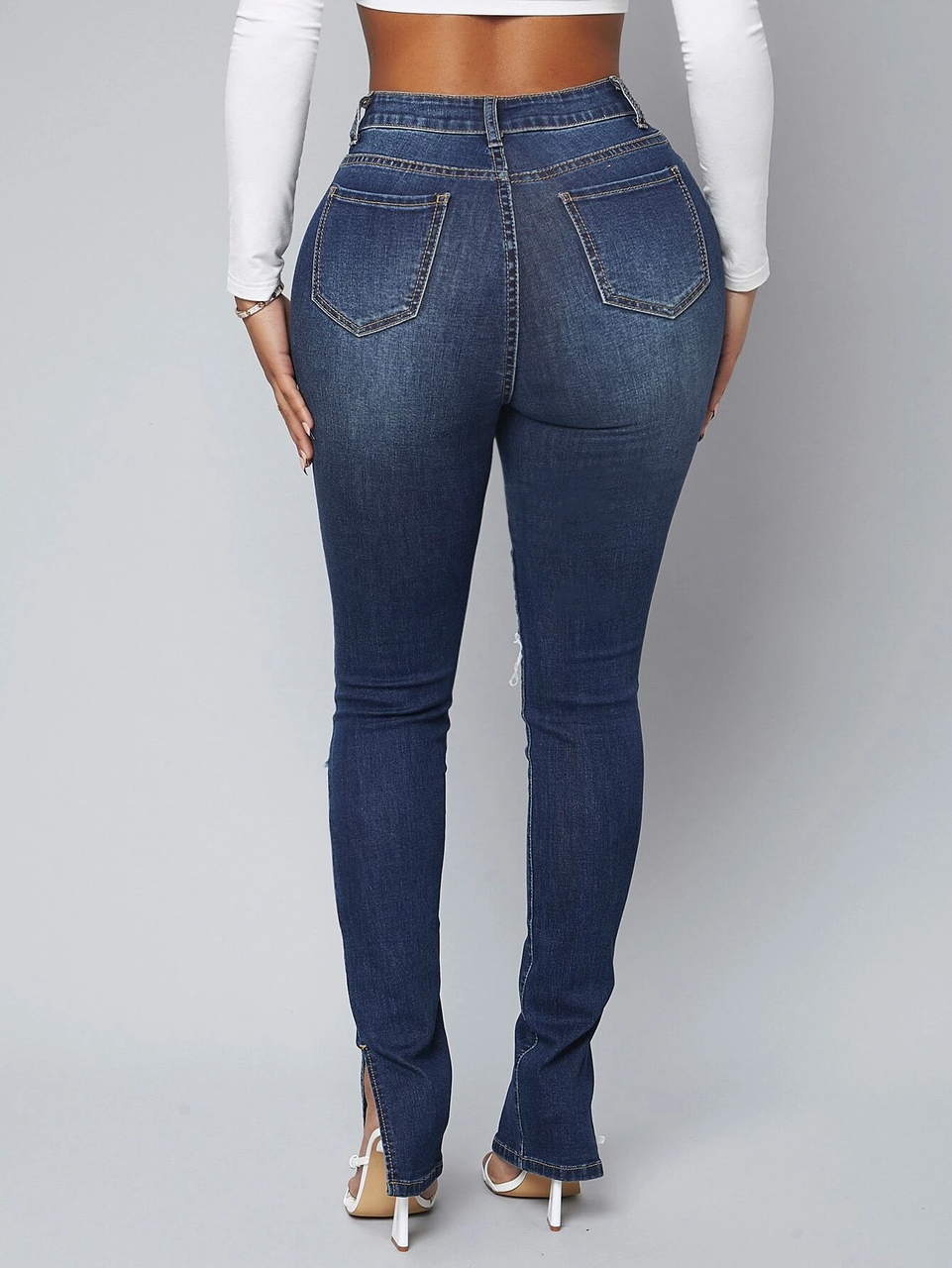 JANE Split Leg Distressed Jeans