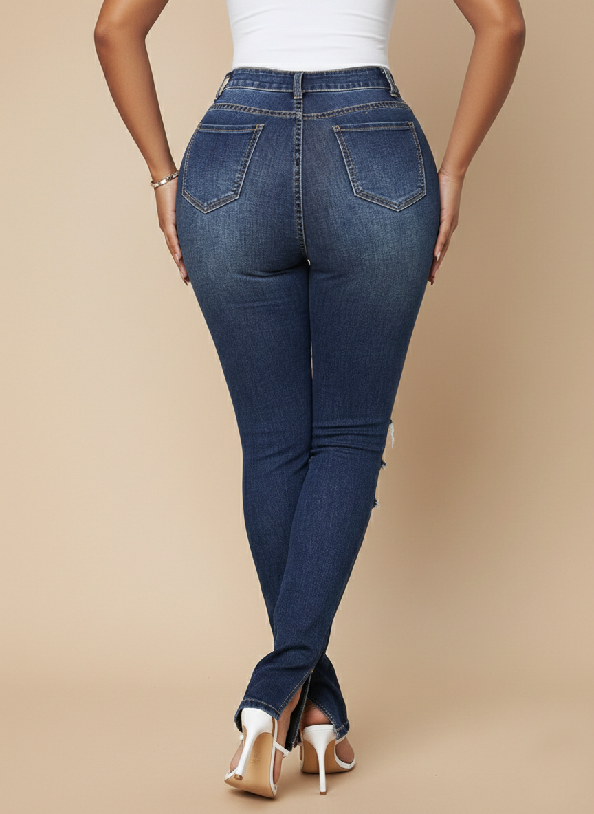 JANE Split Leg Distressed Jeans