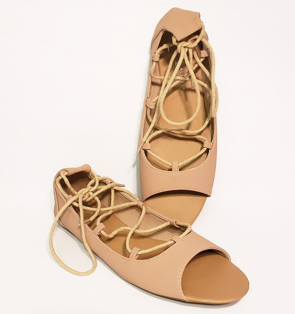 LALA Nude Lace-up Flats