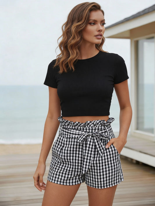 MARIAH Plaid Tie Shorts